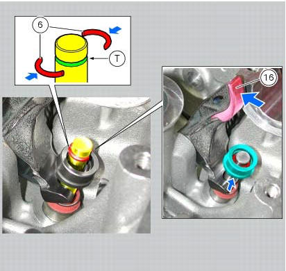 Refitting the valves, closing shims and half rings