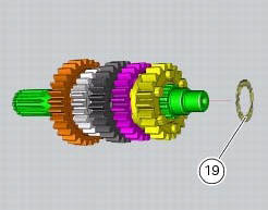 Disassembly of the gearbox secondary shaft