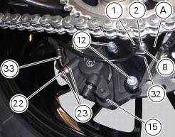 Removal of the rear brake calliper