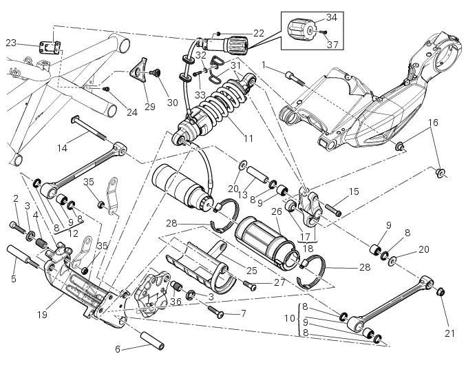 Rear shock absorber assembly