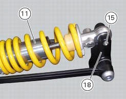 Disassembly of rear shock absorber - rocker arm - linkage assembly