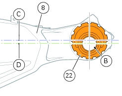 Refitting the rear wheel eccentric hub and rear wheel shaft