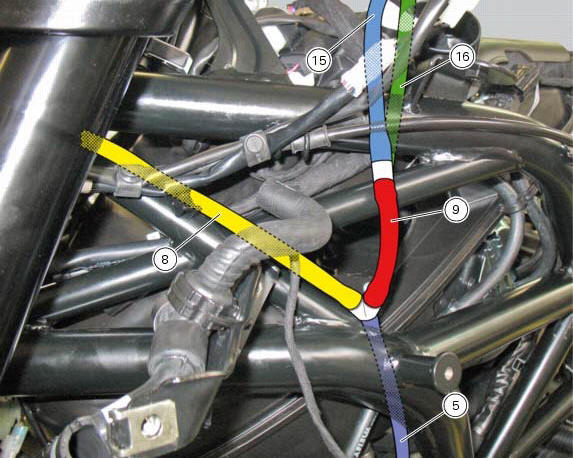 Positioning of the fuel tank breather and drain hoses