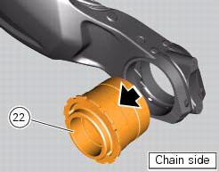 Removal of the rear wheel eccentric hub and rear wheel shaft