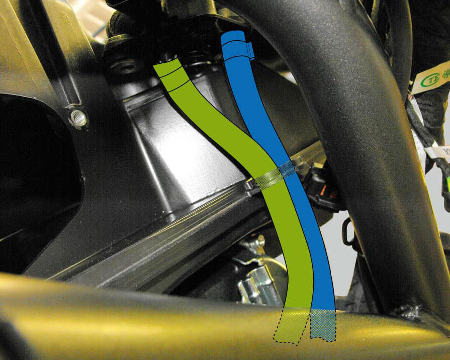Positioning of the horizontal and vertical head air sensor hoses